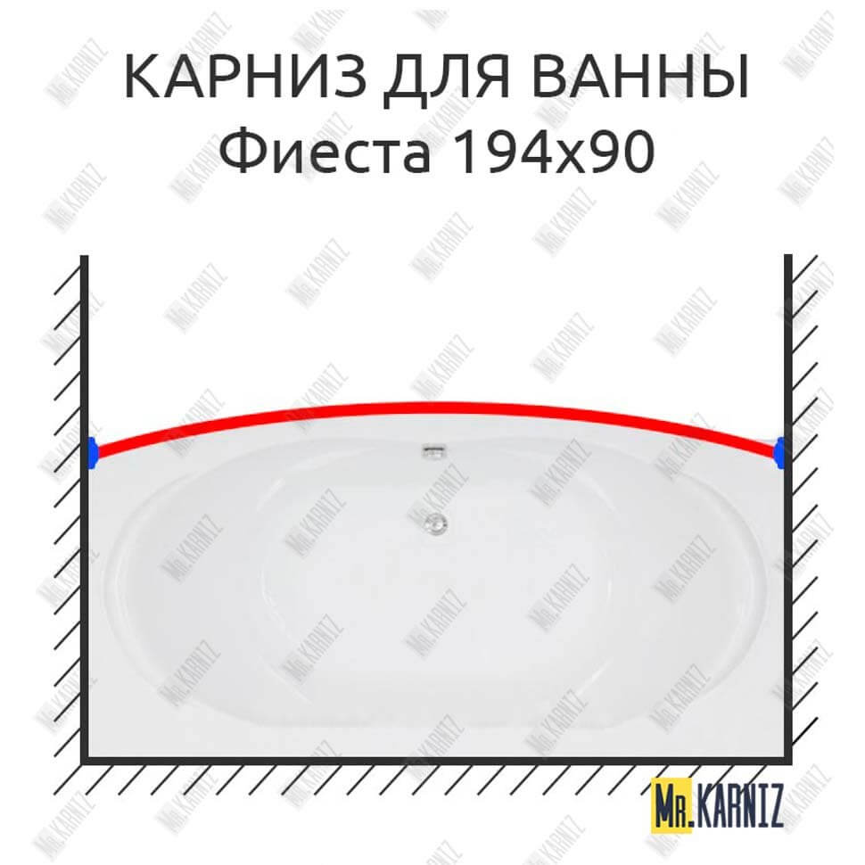 Карниз для ванны Bas Фиеста Передний борт 194х90 Усиленный 25 мм MrKARNIZ Карниз для ванны Bas Фиеста Передний борт 194х90 Усиленный 25 мм MrKARNIZ