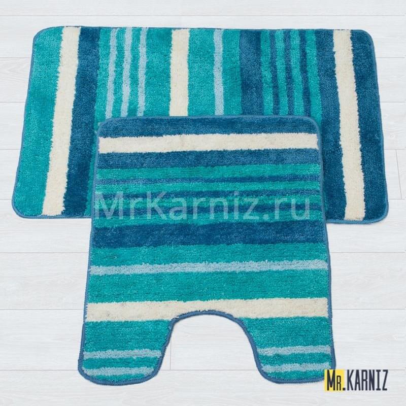 Комплект ковриков для ванной и туалета Найс 25 голубой Комплект ковриков для ванной и туалета Найс 25 голубой