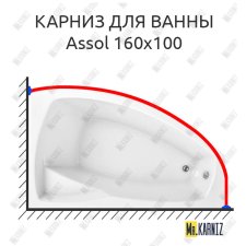 Карниз для ванны 1 MarKa Assol 160х100 Усиленный 25 мм MrKARNIZ
