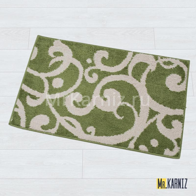 Коврик в ванную Узоры беж/зеленый Коврик в ванную Узоры беж/зеленый