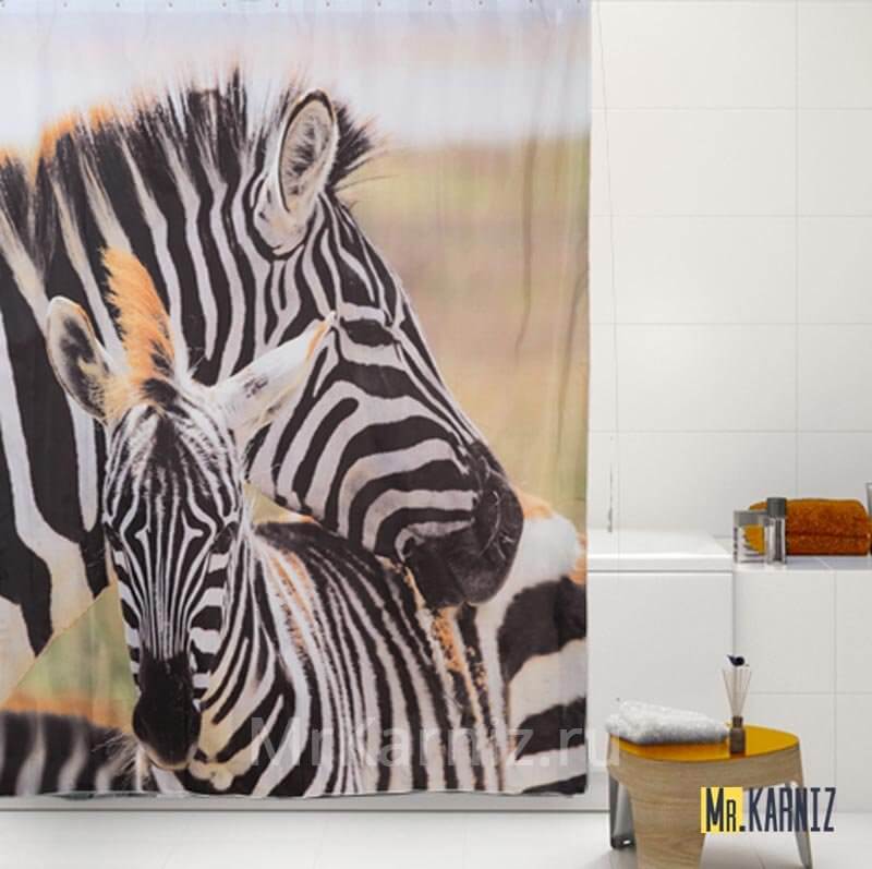 Штора для ванной Zebra Family (Зебра) Штора для ванной Zebra Family Зебра