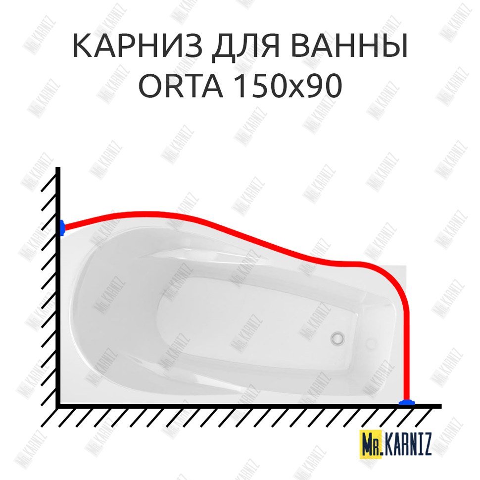 Карниз для ванны Alex Baitler Orta Угловой 150х90 Усиленный 20 мм MrKARNIZ Карниз для ванны Alex Baitler Orta Угловой 150х90 Усиленный 20 мм MrKARNIZ