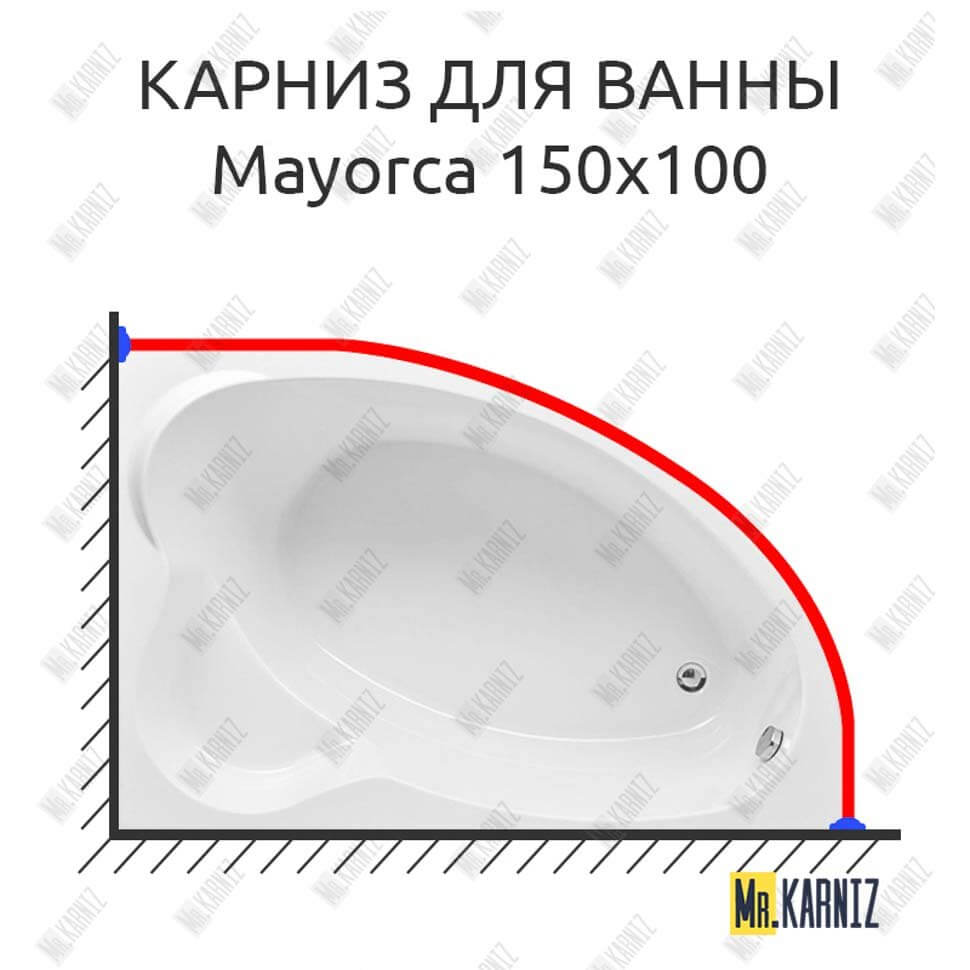 Карниз для ванны Aquanet Mayorca 150х100 Усиленный 25 мм MrKARNIZ